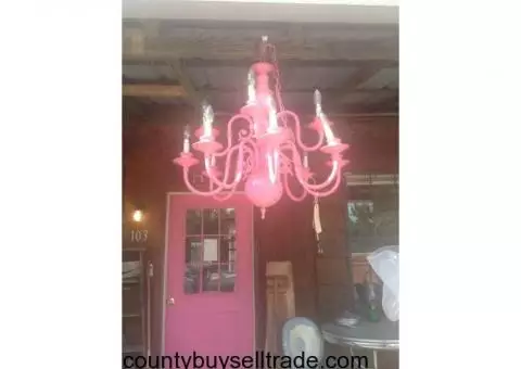 Hot Pink Brass Chandelier