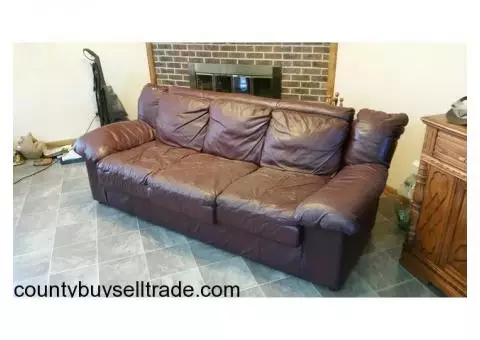 Burgundy Leather Couch