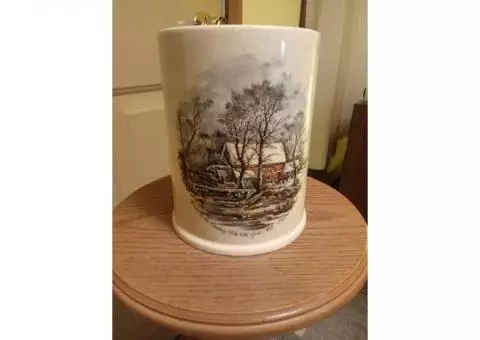 Currier and Ives Crock-style Vase