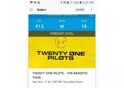 ONE Twenty One Pilots Ticket