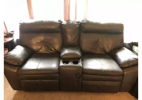 Electric reclining loveseat black leather