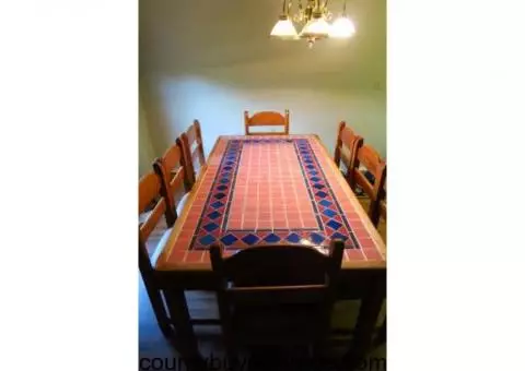 Oak Tile Dining set w/8 chairs