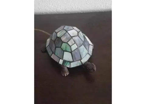 One of a kind tiffany stained glass turtle lamp