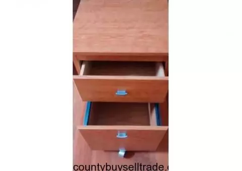 Maple-tone rolling two drawer stand