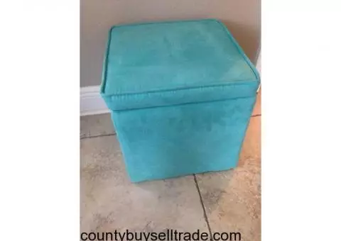 Blue Storage Ottoman