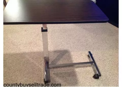 Medical over bed adjustable rolling tray  table