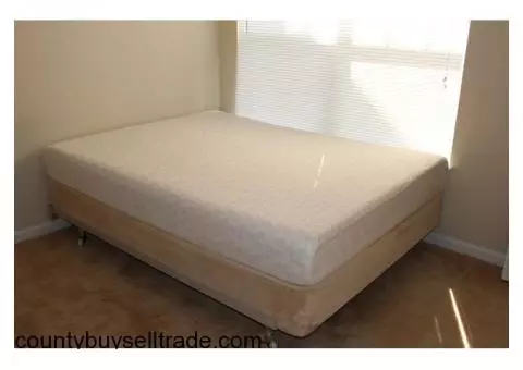 Like-New Queen Memory Foam Mattress, Box Spring, and Frame