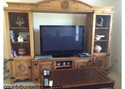 Texas style 9 ft wall unit table and 4 chairs