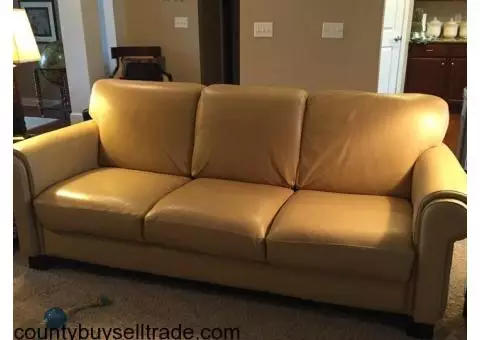 Leather couch, chair and ottoman