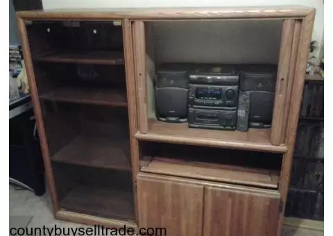 Nice Oak Entertainment Center very solid with glass doors