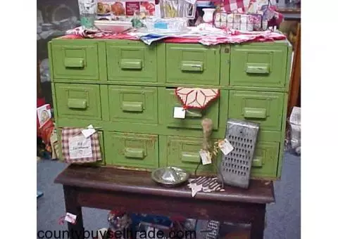 Vintage Metal Parts Library Drawer System