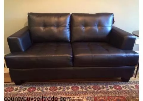 Black Leather Love Seat