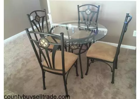 Glass Dining Table w/ 4 Chairs