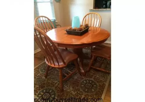 table, chairs, buffet, china cabinet