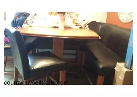 Pub table with chairs and benches