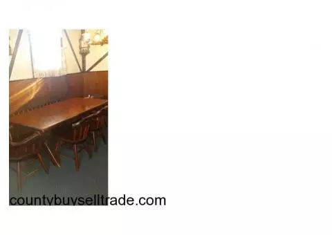 Large Pine Wood Dining Table w/chairs & bench