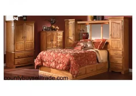 Oak Lincoln Manor Queen Wall Bed- from Furniture Row