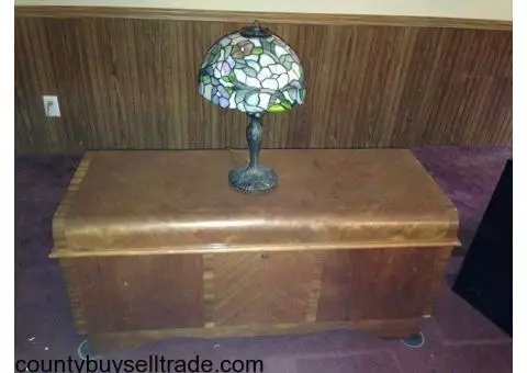 cedar chest and lamp