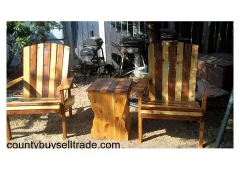 cedar chairs and table