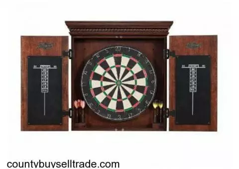 AMERICAN HERITAGE ATHOS BRISTLE DART BOARD CABINET COMPLETE SET