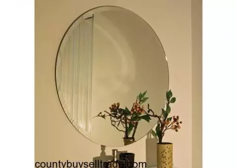 SPANCRAFT REGENCY MIRRORS WALL MOUNTED ROUND GLASS BEVELED MIRROR