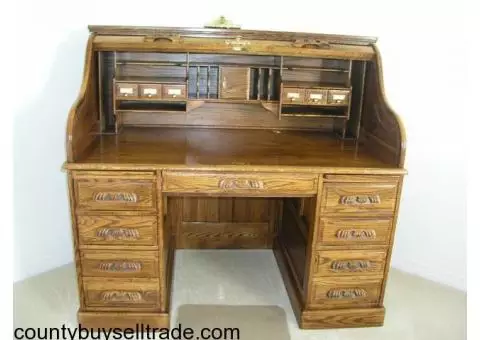 Roll Top Desk & Matching Chair