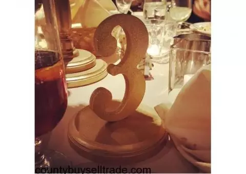 Gold and glittery table numbers 1-22