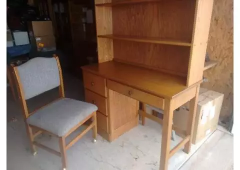 Handmade desk with hutch and chair