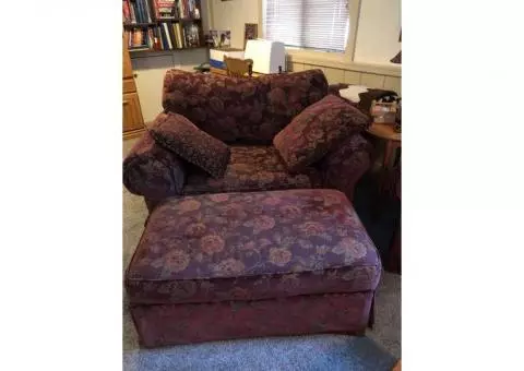 Sofa, Overstuffed Chair and Storage Ottoman