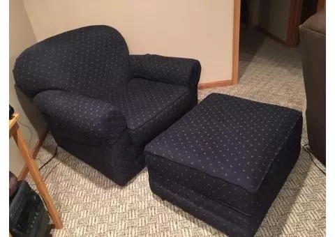 Navy chair and ottoman