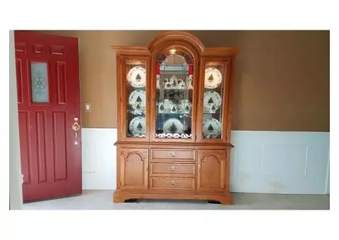 Oak Dining Table and China Cabinet