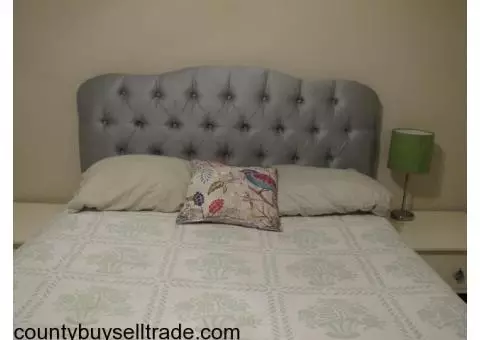 Queen bed with beautiful headboard