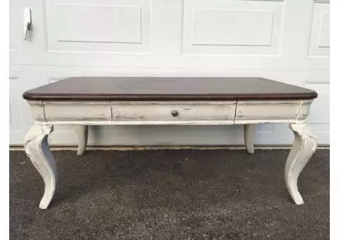 Long Rectangular wood Coffee table styled with a French flair