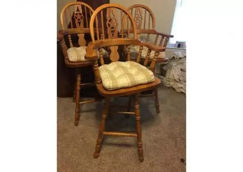 3 Wooden Bar Stools