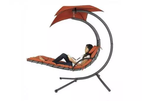 Outdoor Hanging Curved Chaise Lounge Chair Swing