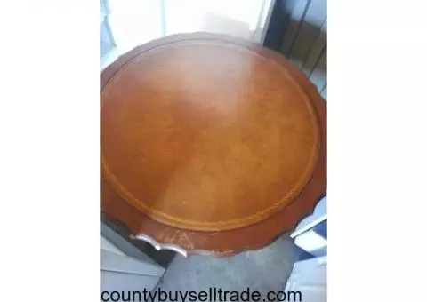 Antique Leather Top Side Table