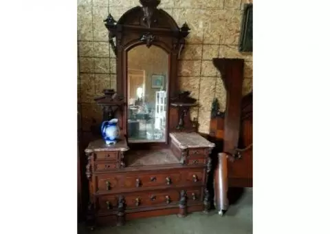 1870s gorgeous bedroom set - dresser and bed