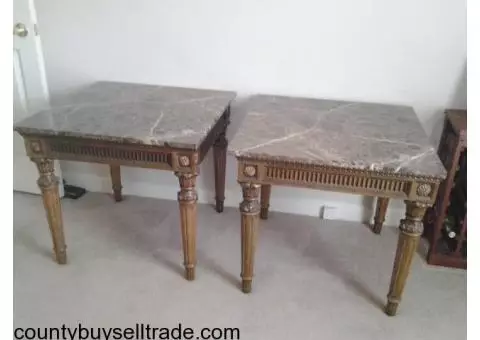 MARBLE TOP EUROPEAN END TABLES