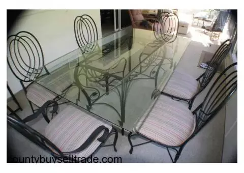 Glass & Wrought Iron Dining Set