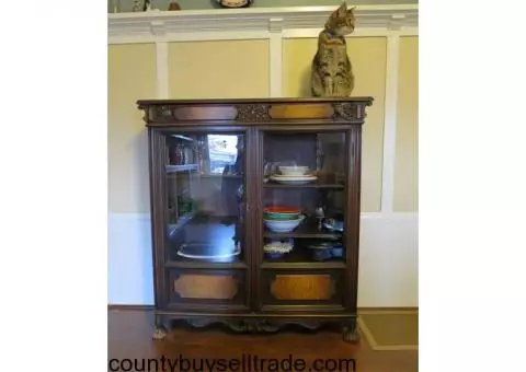 Antique China Cabinet, Glass Doors, Top Drawer