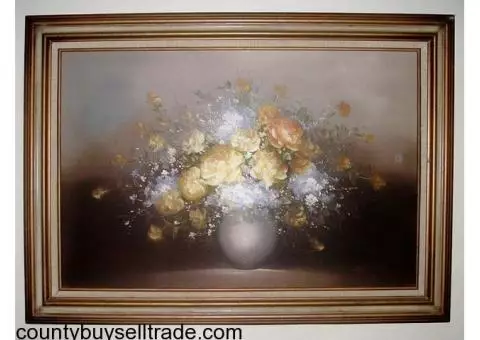 Antique Still Life Oil Painting Signed -In Florentine Frame - $4500 (Denison, Tx.)