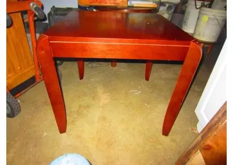 Two Dark Stained Solid Wood Side Tables