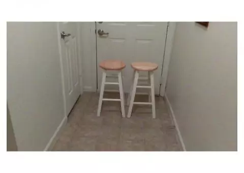 Two White Bar Stools