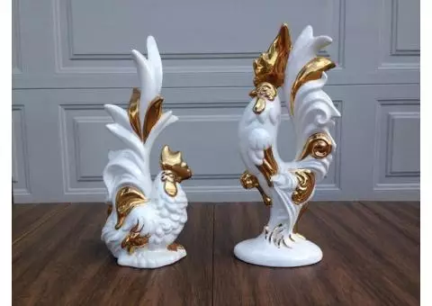 Mid Century Ceramic Rooster figurines