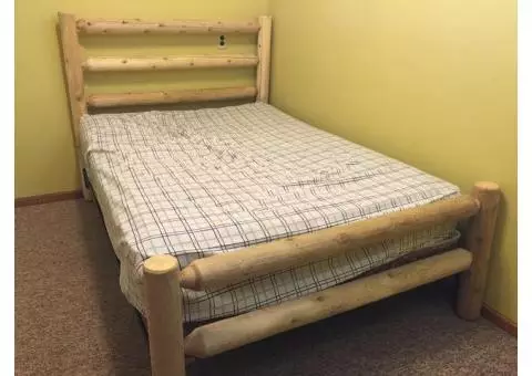 Pine Log Bed Frame and Matress