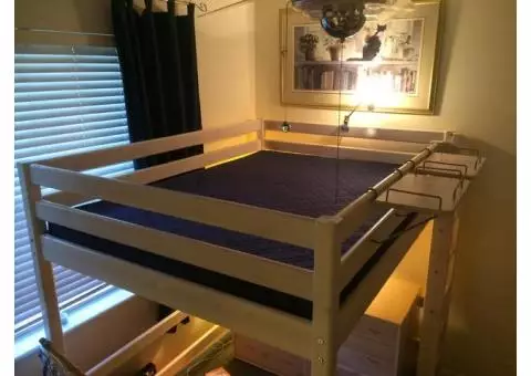 Flexa Full-Size Loft Bed, Dresser, and Mattress Set