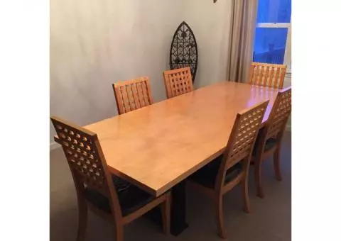 Ashley furniture clear maple dining room set