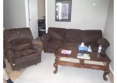 couch, recliner, coffee table