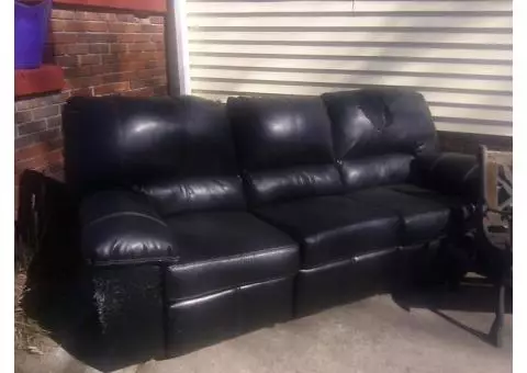 Black blended leather sofa