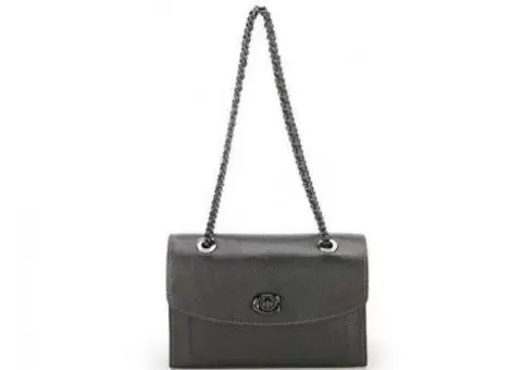 Coach Parker Metallic Graphite Leather Shoulder Bag 35577 LIKE NEW CONDITION